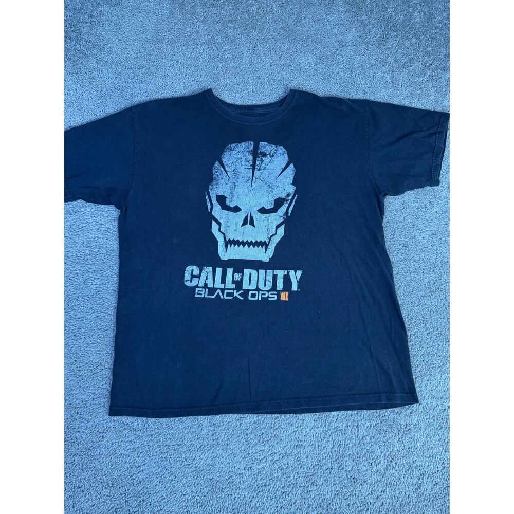 Call Of Duty Shirt Mens XL Black Black Ops III Skull Promo Graphic Crew Neck